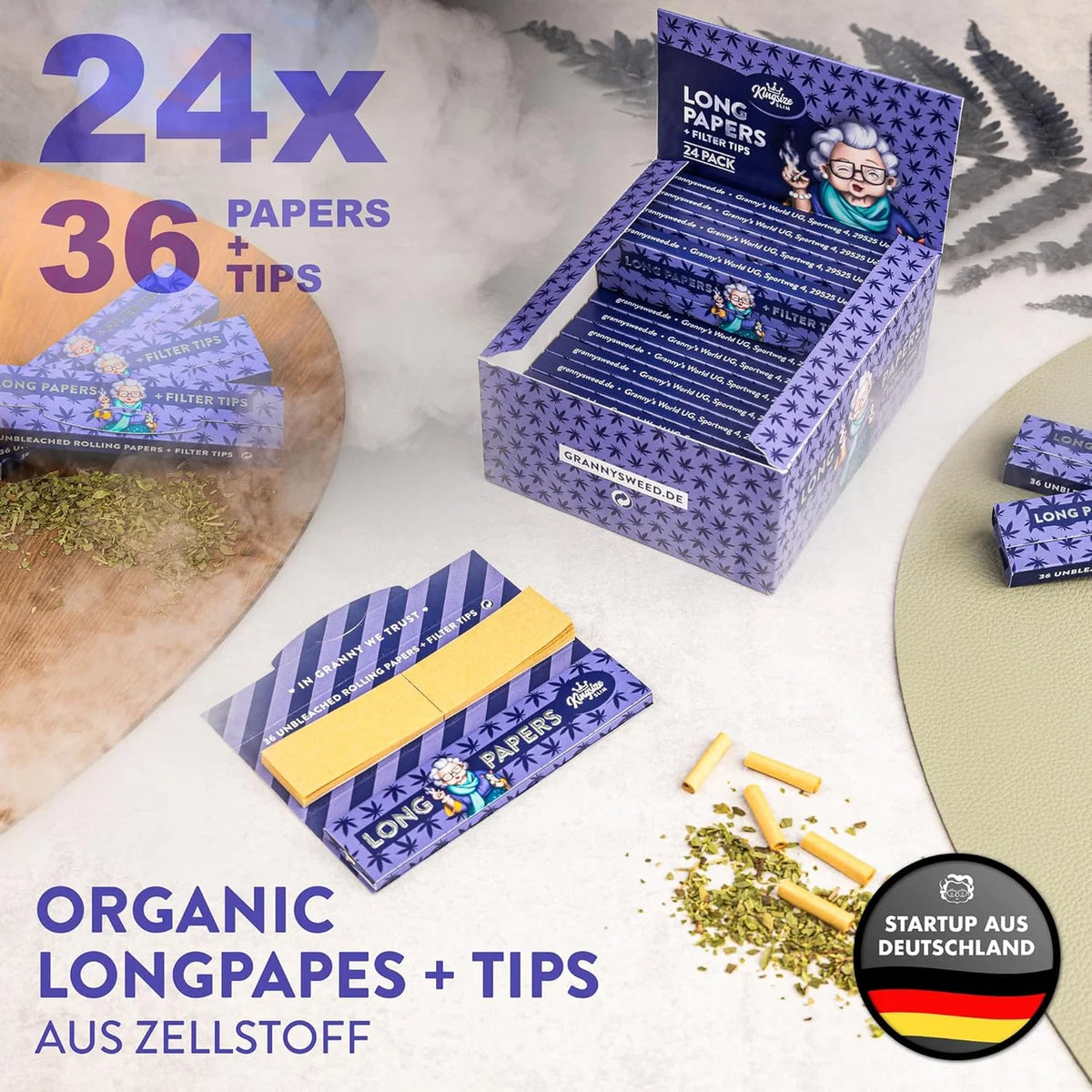 Granny's Slim Long Papers mit Filtertips Lila